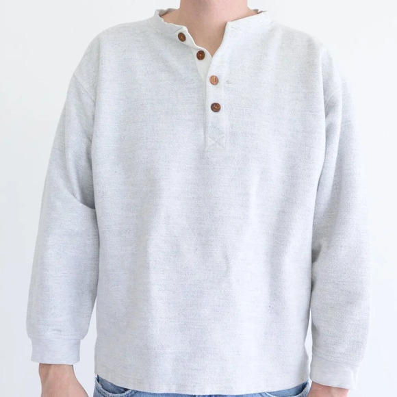 Vintage 90S Gant Gray Button Up Collar Pull Over Sweater Size Large - Picture 2 of 13